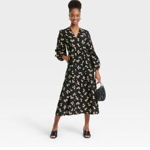 Target: A New Day Black and White empire waist maxi dress with elastic sleeve